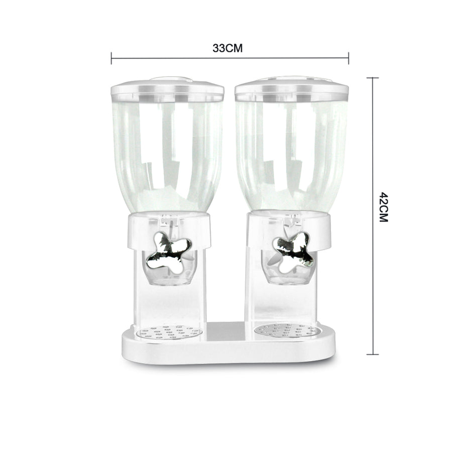 Double Cereal Dispenser Dry Food Storage Container White
