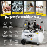 Giantz 24L Air Compressor Quiet 0.75HP Oil-Free Portable Tyre Inflator 40L/Min - Low Angle