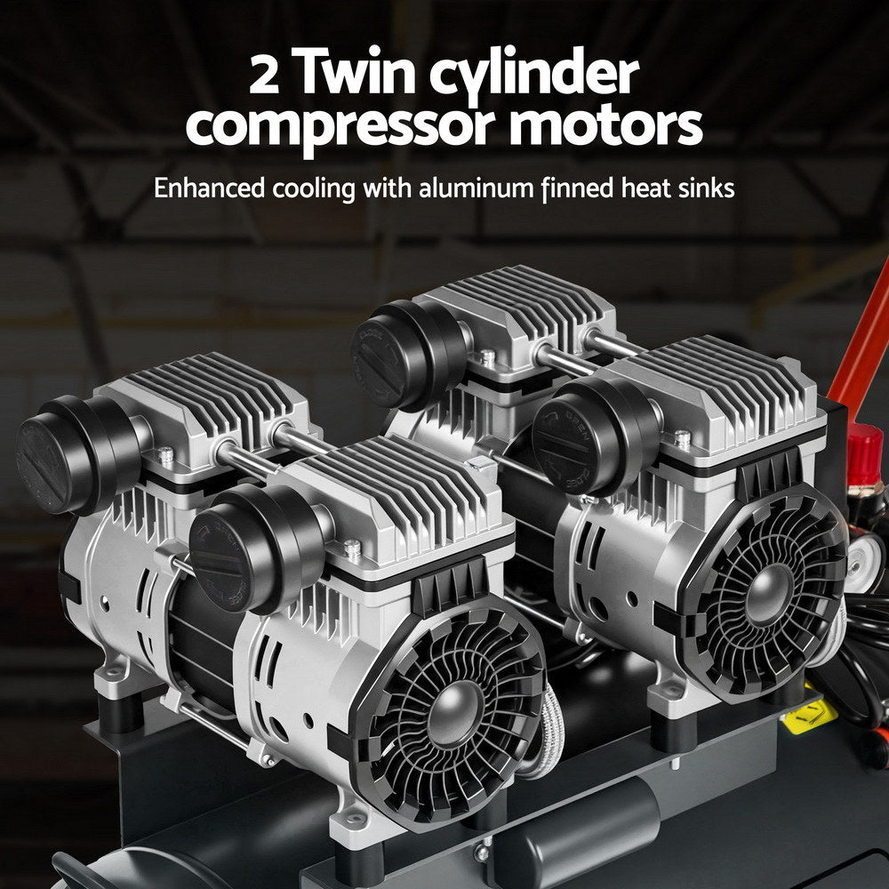 Giantz 50L Air Compressor Quiet 3.0HP Oil-Free Portable Tyre Inflator 200L/Min