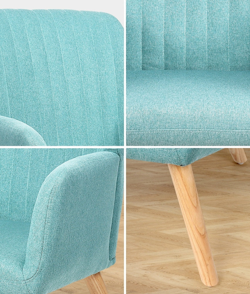 Oikiture Armchair Fabric Couches Blue