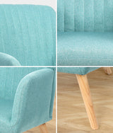 Oikiture Armchair Fabric Couches Blue - Rear View