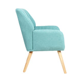 Oikiture 3x Armchair Lounge Sofa Chair Fabric Blue - Front View