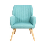 Oikiture 4x Armchair Lounge Sofa Chair Fabric Blue - Front View