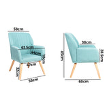 Oikiture 4x Armchair Lounge Sofa Chair Fabric Blue - Side View