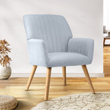 Oikiture Armchair Lounge Sofa Chair Fabric Accent Chairs Armchairs Couches Grey - Rear View