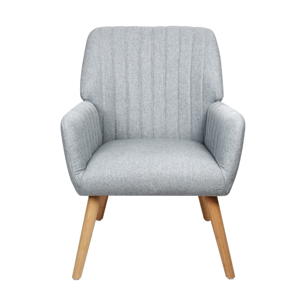 Oikiture Armchair Lounge Sofa Chair Fabric Accent Chairs Armchairs Couches Grey