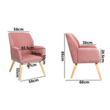 Oikiture Armchair Lounge Sofa Chair Fabric Couches Pink - 45-Degree Angle