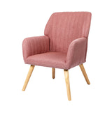 Oikiture Armchair Lounge Sofa Chair Fabric Couches Pink - Low Angle