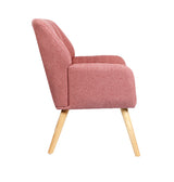 Oikiture Armchair Lounge Sofa Chair Fabric Couches Pink - Extra Image