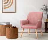 Oikiture Armchair Lounge Sofa Chair Fabric Couches Pink - Front View