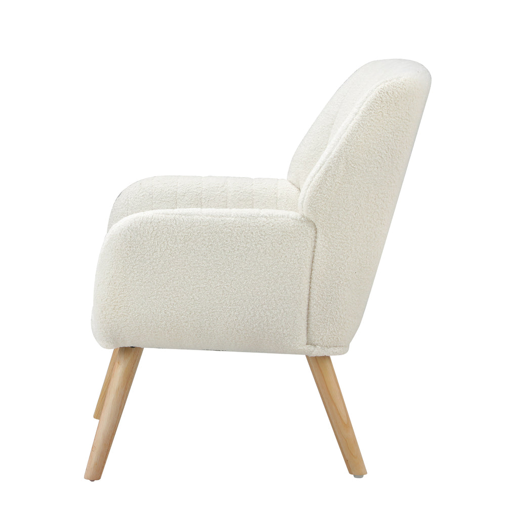 Oikiture Armchair Lounge Sofa Chair Sherpa Couches White