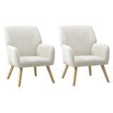 Oikiture 2x Armchair Lounge Sofa Chair Sherpa White