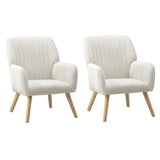 Oikiture 2x Armchair Lounge Sofa Chair Sherpa White