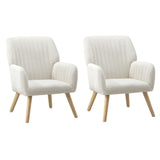 Oikiture 2x Armchair Lounge Sofa Chair Sherpa White - 45-Degree Angle