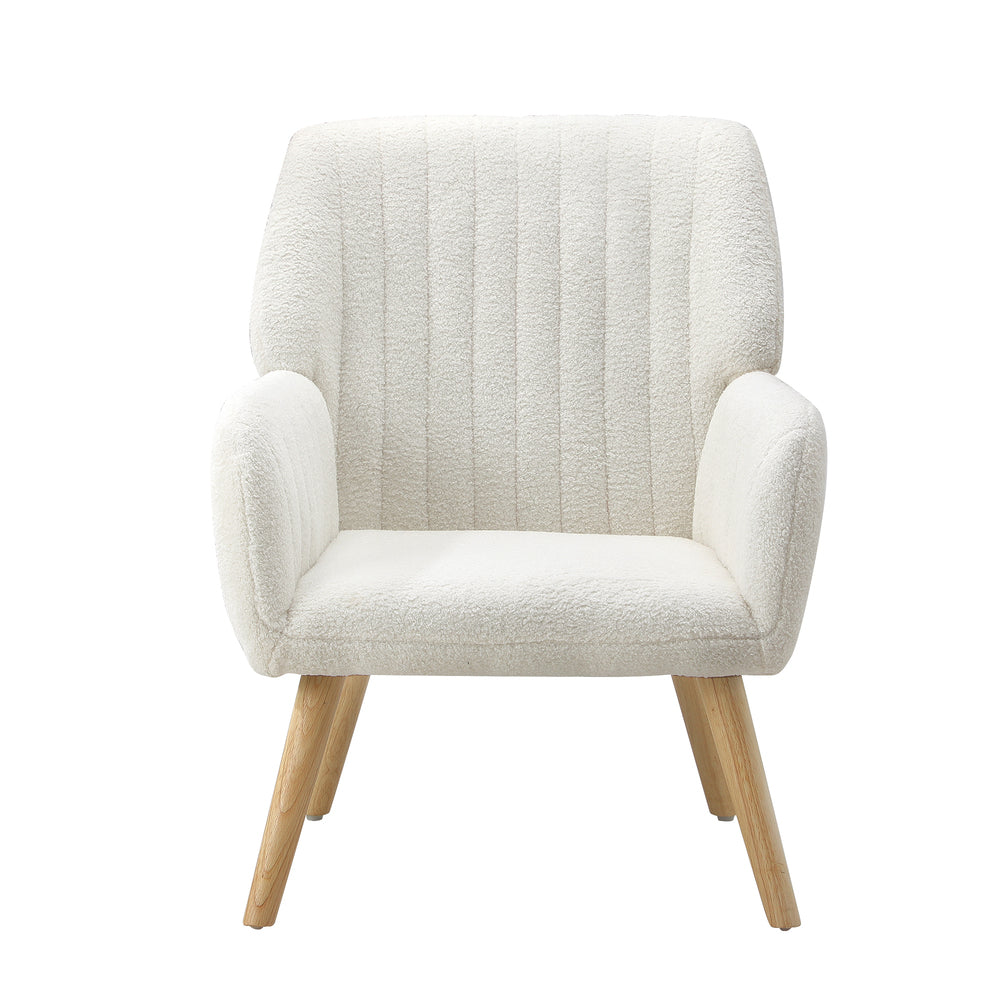 Oikiture 3x Armchair Lounge Sofa Chair Sherpa White