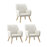 Oikiture 3x Armchair Lounge Sofa Chair Sherpa White
