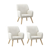 Oikiture 3x Armchair Lounge Sofa Chair Sherpa White - Top-Down View