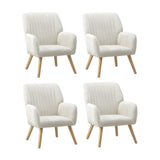 Oikiture 4x Armchair Lounge Sofa Chair Sherpa White