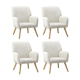 Oikiture 4x Armchair Lounge Sofa Chair Sherpa White