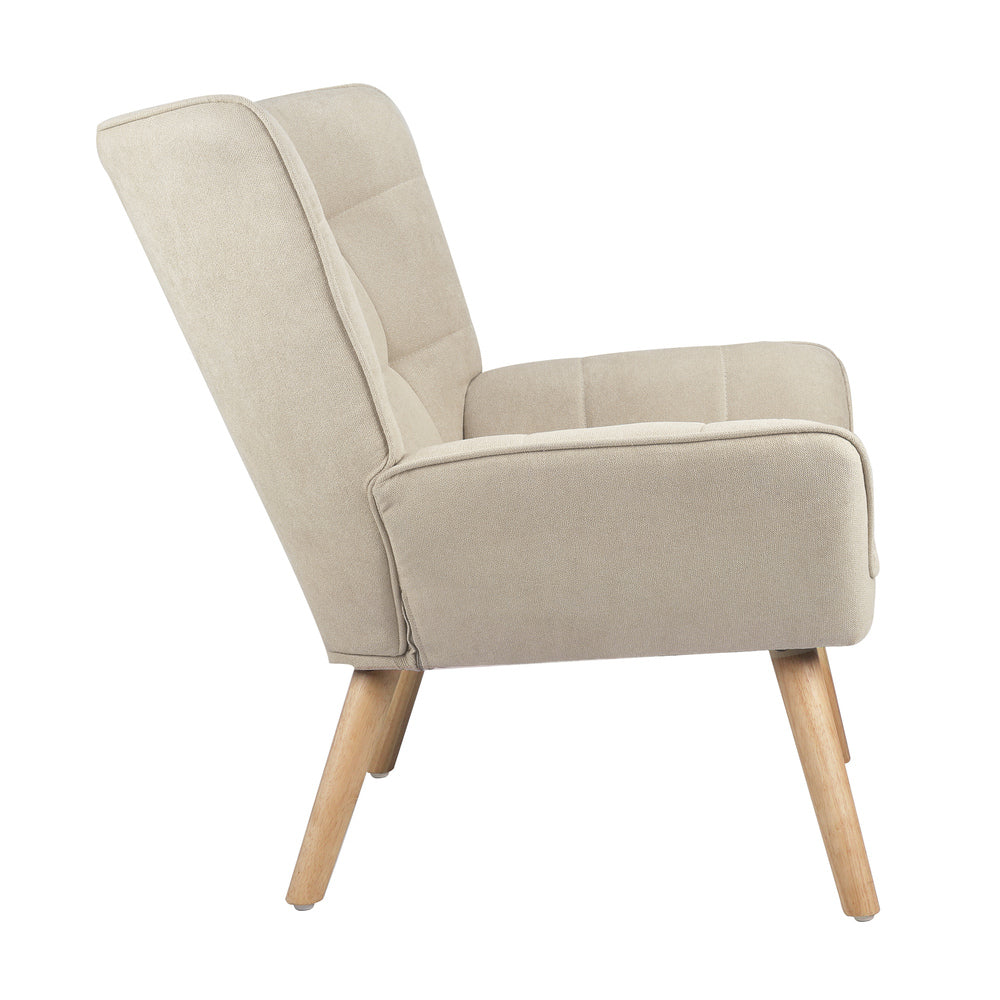 Oikiture Armchair Fabric Upholstered Tub Chair Beige