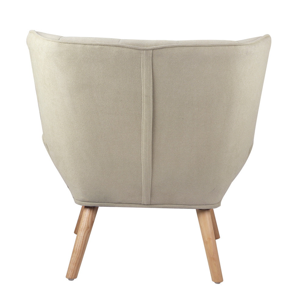 Oikiture 2x Armchair Sofa Lounge Fabric Upholstered Tub Beige