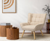 Oikiture 3x Armchair Sofa Lounge Fabric Upholstered Tub Beige