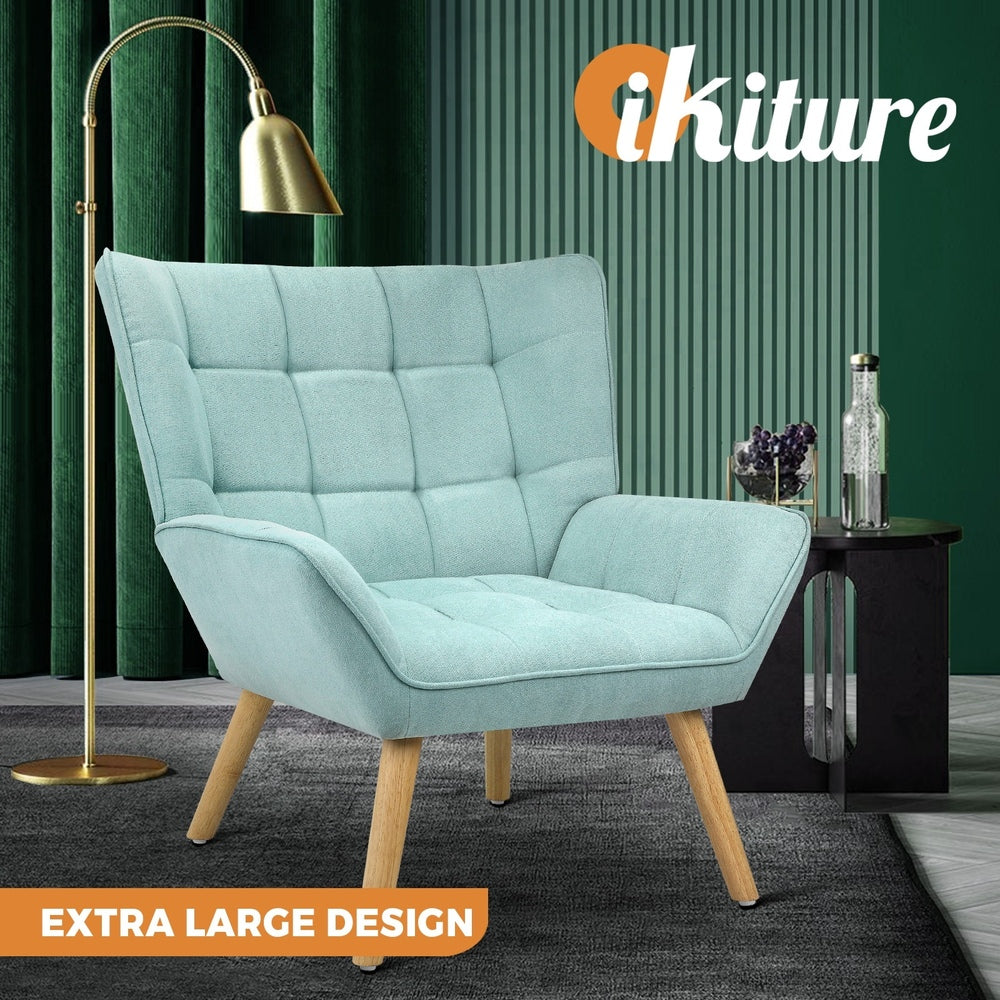 Oikiture Armchair Fabric Upholstered Tub Chair Blue