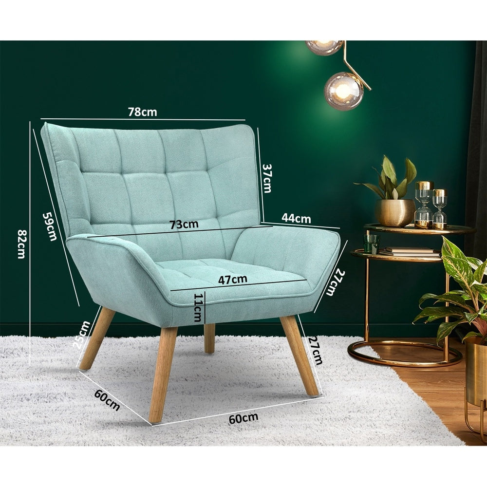 Oikiture Armchair Fabric Upholstered Tub Chair Blue