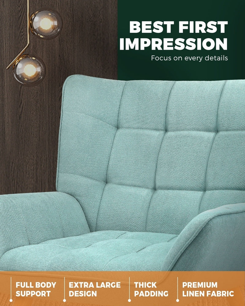 Oikiture Armchair Fabric Upholstered Tub Chair Blue