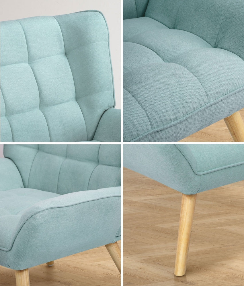 Oikiture Armchair Fabric Upholstered Tub Chair Blue