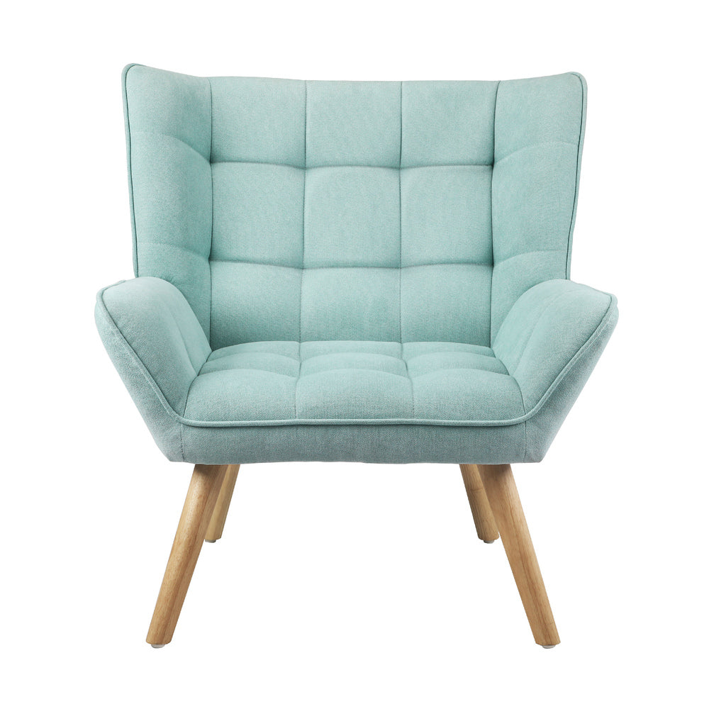 Oikiture 2x Armchair Sofa Lounge Fabric Upholstered Tub Blue