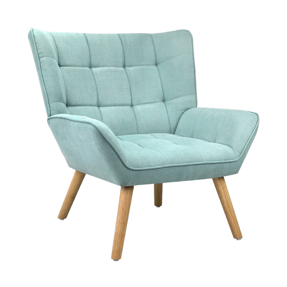 Oikiture 2x Armchair Sofa Lounge Fabric Upholstered Tub Blue