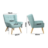 Oikiture 2x Armchair Sofa Lounge Fabric Upholstered Tub Blue - Front View