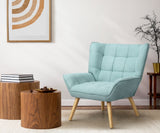 Oikiture 2x Armchair Sofa Lounge Fabric Upholstered Tub Blue - Side View