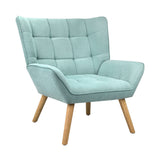 Oikiture 3x Armchair Sofa Lounge Fabric Upholstered Tub Blue
