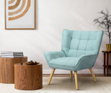 Oikiture 3x Armchair Sofa Lounge Fabric Upholstered Tub Blue
