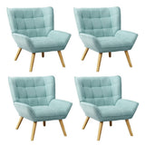 Oikiture 4x Armchair Sofa Lounge Fabric Upholstered Tub Blue