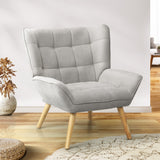 Oikiture Armchair Fabric Upholstered Tub Chair Grey