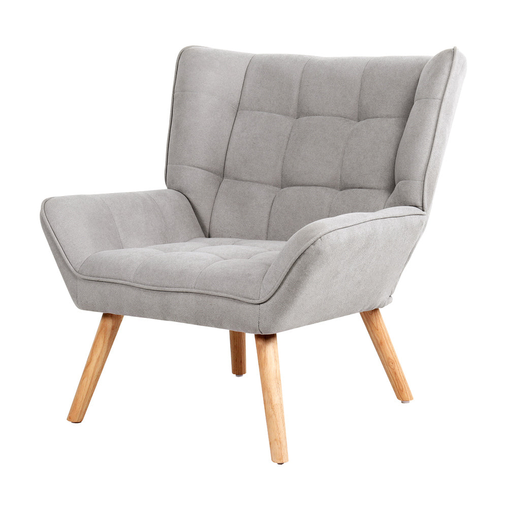 Oikiture Armchair Fabric Upholstered Tub Chair Grey