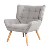 Oikiture Armchair Fabric Upholstered Tub Chair Grey - Front View