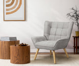 Oikiture Armchair Fabric Upholstered Tub Chair Grey