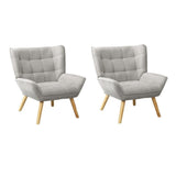 Oikiture 2x Armchair Sofa Lounge Fabric Upholstered Tub Grey