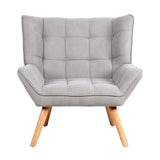 Oikiture 2x Armchair Sofa Lounge Fabric Upholstered Tub Grey - Close-Up Angle