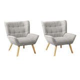 Oikiture 2x Armchair Sofa Lounge Fabric Upholstered Tub Grey - Top-Down View