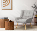 Oikiture 2x Armchair Sofa Lounge Fabric Upholstered Tub Grey - Front View