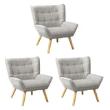 Oikiture 3x Armchair Sofa Lounge Fabric Upholstered Tub Grey