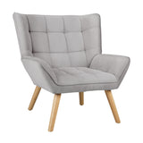 Oikiture 3x Armchair Sofa Lounge Fabric Upholstered Tub Grey