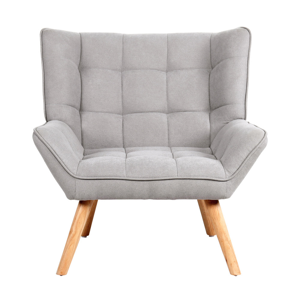 Oikiture 3x Armchair Sofa Lounge Fabric Upholstered Tub Grey