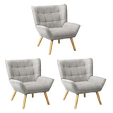 Oikiture 3x Armchair Sofa Lounge Fabric Upholstered Tub Grey