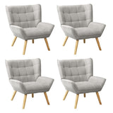 Oikiture 4x Armchair Sofa Lounge Fabric Upholstered Tub Grey